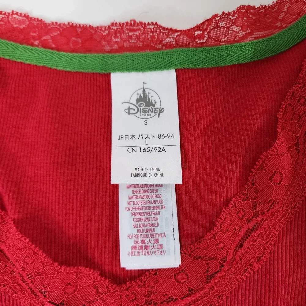 Disney Store Minnie Embroidered Shirt Womans Size Small‎ Red Longsleeve V Neck - Picture 8 of 9